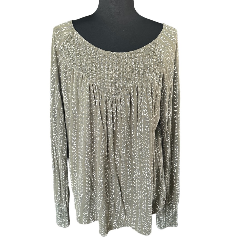 Lucky Brand Long Sleeve Top Olive Size M